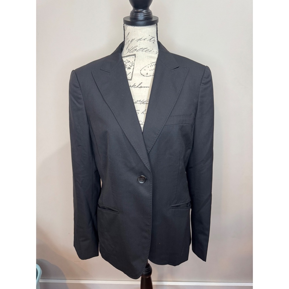 Brioni Women's Wool Silk One Button Pinstripe Blazer Sz 6 Charcoal